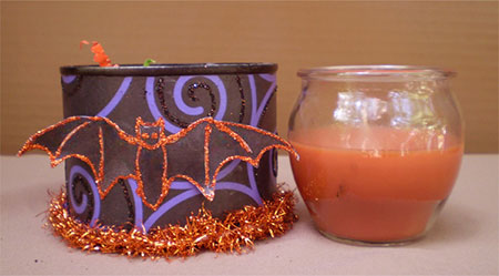 SOLD-Glittery Bat Candle Can