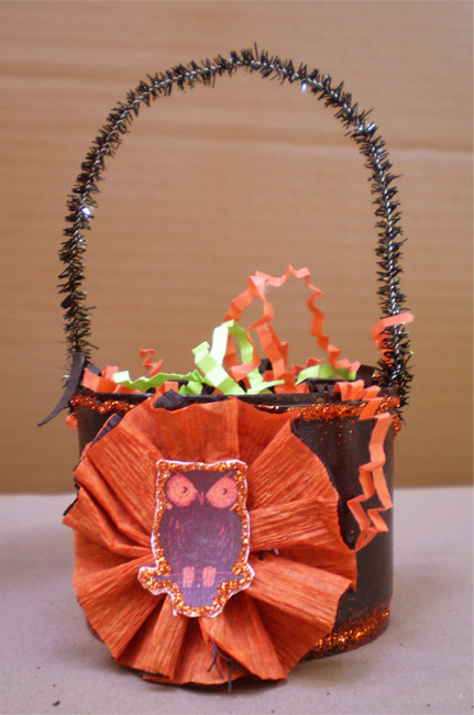 SOLD-Creepy Owl Trick or Treat Bucket