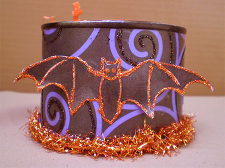 SOLD-Glittery Bat Candle Can